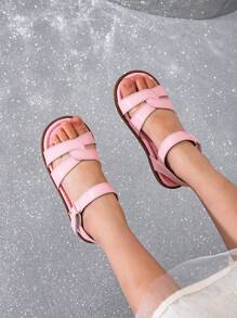 Sandales décontractées pour extérieur à bout rond mignonnes pour filles, rose