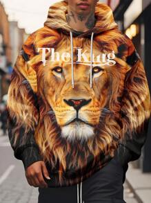 Manfinity LEGND Áo nỉ có mũ trùm đầu in hình động vật nam - Nhiều màu - Xem 1