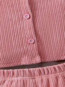 SHEIN Young Girl Solid Color Single-Breasted Long Sleeve Jacket, Camisole, And Flare Pants Casual 3-Piece Set, Spring&Fall - Purple - View 5