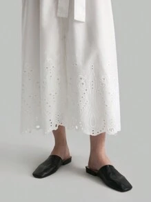 Ontre 白色刺绣亚麻休闲衬衫式连衣裙（带衬里） - 白色 - 查看 6