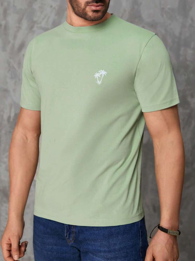 RueChic Men Tropical Print Tee - Mint Green - View 1
