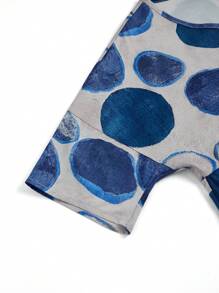 SHEIN LUNE Women's Summer Round Neck Loose Geometric Print Smock Dress - Multicolor - View 4