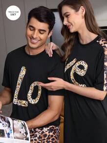 Men's Crew Neck Short Sleeve Letter Print Casual T-Shirt And Shorts Loungewear Set - Multicolor - View 4