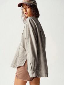 Bohemela Áo sơ mi sọc đi nghỉ cho nữ, mùa thu - màu nâu - Xem 6