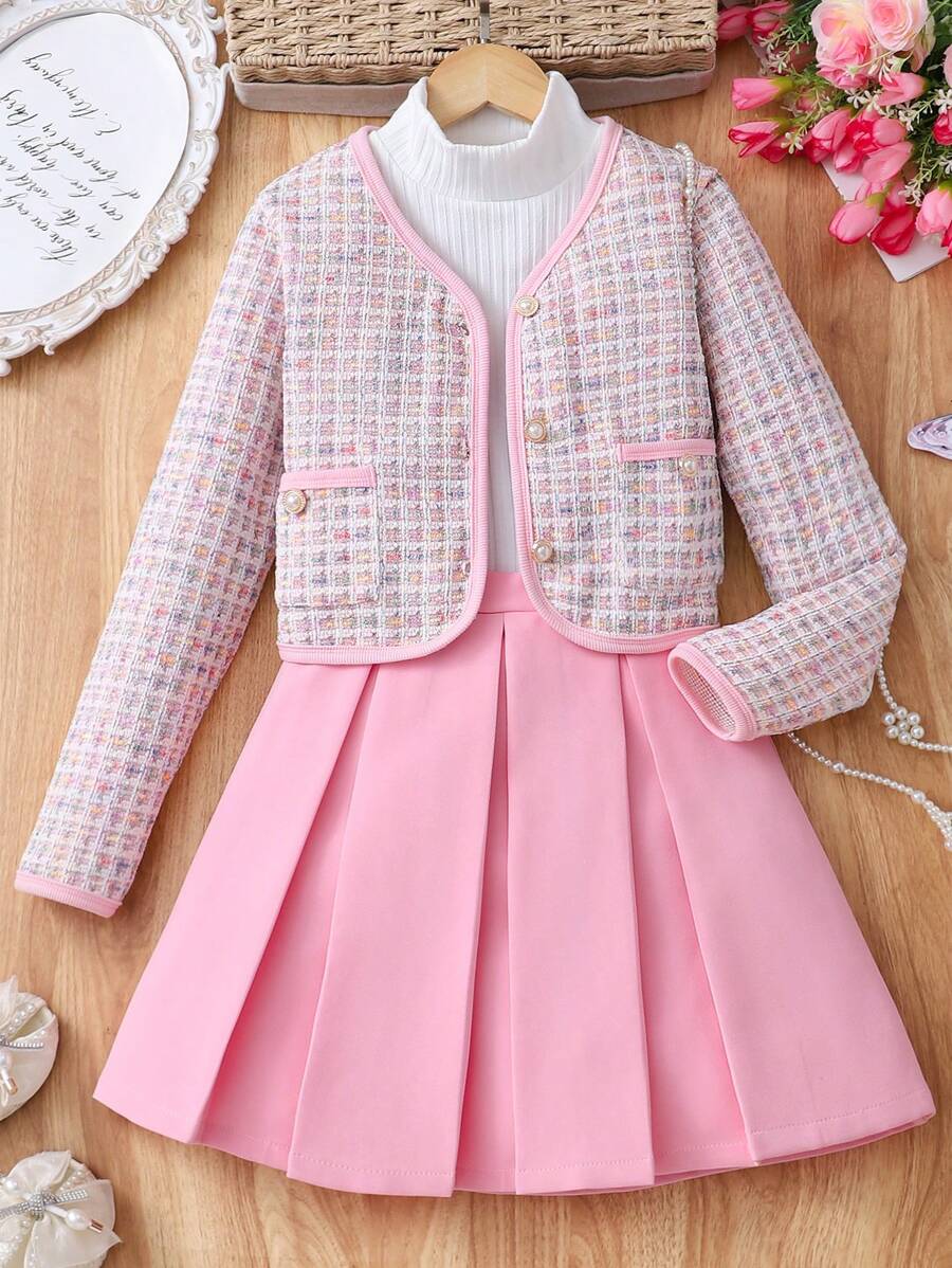 SHEIN Conjunto de 3 peças para Meninas Pré-Adolescentes: Top de Manga ...