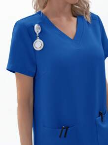 TaskEZ Set de 2 piezas de uniforme de enfermera, blusa de manga corta y pantalones para verano - azul real - Ver 7