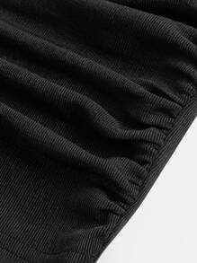 SHEIN Girlism Teen Girl Ruched Wide Straps Top - Black - View 4