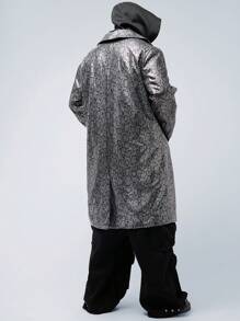 Manfinity VCAY 1 件大码男士大码休闲梭织拼布长款风衣，适合秋冬季 - 彩色 - 查看 1