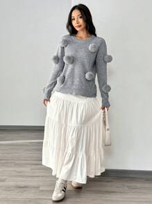 Chiquease 女士时尚绒球装饰套头毛衣 - 彩色 - 查看 5