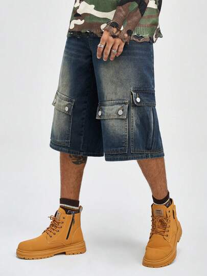 Street Life Jeans en denim de poche minimaliste délavé pour hommes