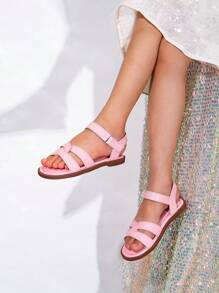 Sandales décontractées pour extérieur à bout rond mignonnes pour filles, rose