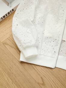 Tween Girls' Oversized Casual Embroidered Sheer Long Sleeve Jacket - White - View 5