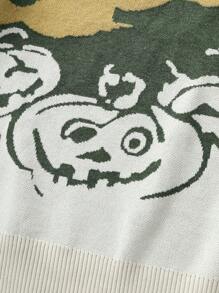 Manfinity Hypemode Men's Crew Neck Halloween Themed Printed Long Sleeve Sweater - Multicolor - View 6