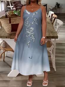 SHEIN 2pcs Plus Size Spring & Autumn Elegant Lace Dress Set Fall Cloth For Women - Blue - View 5