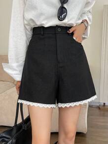 DAZY Women's Loose Fit Color Block Pocket Straight Leg Shorts,Fall Clothes - Grey - View 1