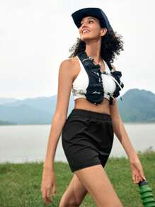 In My Nature Pantaloni scurți pentru sport în aer liber pentru navetă, cu talie înaltă, buzunar ascuns detașabil, pantaloni scurți pentru alergare, respirabili