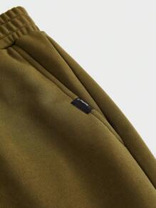 Mainfolk 2pcs Men's Knit Casual Daily Loose Fit Sweatshirt And Elastic Waist Pants Set, For Fall Winter - Army Green - View 6