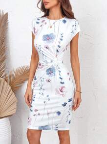 SHEIN LUNE Đầm ôm sát in họa tiết toàn thân Leisure Twist dành cho nữ, đầm màu pastel dành cho nữ, kiểu dáng thường ngày. - Nhiều màu - Xem 5