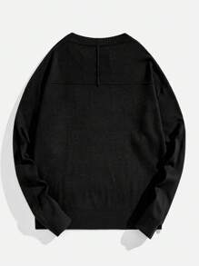 Manfinity NXTstreet Men's Loose Letter Pattern Crew Neck Long Sleeve Casual Sweater, Autumn/Winter - Dark Grey - View 2