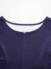 SHEIN LUNE Damen Sommerkleid ohne Ärmel mit Farbblock-Muster und Reißverschluss-Teilung - Blau - Übersicht 6