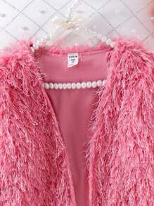 SHEIN Long Warm Fuzzy Outerwear Coat For Young Girl