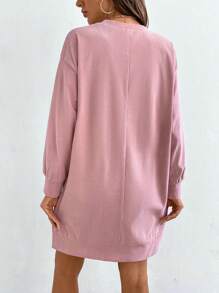 SHEIN LUNE Women's Crew Neck Long Sleeve Letter Pattern Minimalist Sweatshirt, Casual Daily Wear Pullover Fall Outfit - Multicolor - View 2