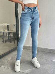 RueChic Quần Jeans Nữ Ôm Dáng Thường Ngày Đa Năng 98% Cotton - Rửa trung bình - Xem 5