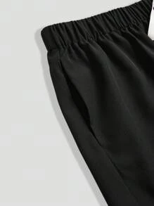 TaskEZ 大码女式纯色 V 领短袖口袋上衣和裤子，休闲护士制服套装，万圣节 - 黑色 - 查看 7