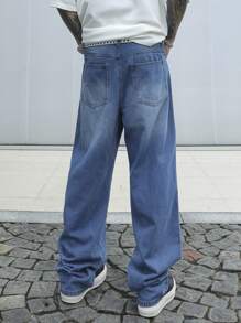 Men's Straight Simple Denim Casual Baggy Jeans