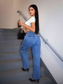 SHEIN SXY 女士休闲露背紧身衣，夏季 - 白色 - 查看 7