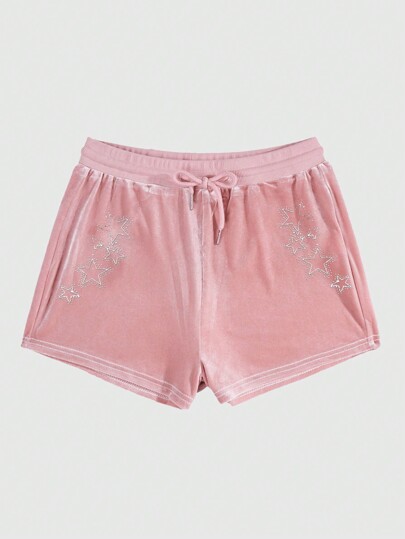 Kawaii Plus Size Women Pentagram Print Lace-Up Casual Shorts