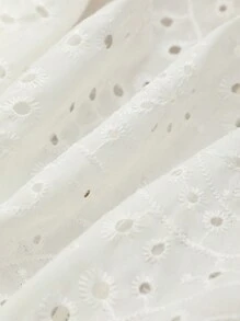 Tween Girls' Oversized Casual Embroidered Sheer Long Sleeve Jacket - White - View 8