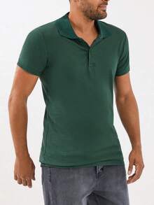 RueChic Men Solid Polo Shirt - Dark Green - View 4