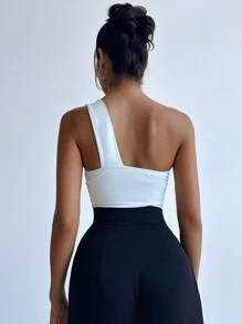 Firerie Plus Size Elegant Commute Workplace Knowledgeable High-End Venue Sophisticated Afternoon Tea Slight Sexy Date Music Concert One Shoulder Bow Detail Graceful Bodysuit