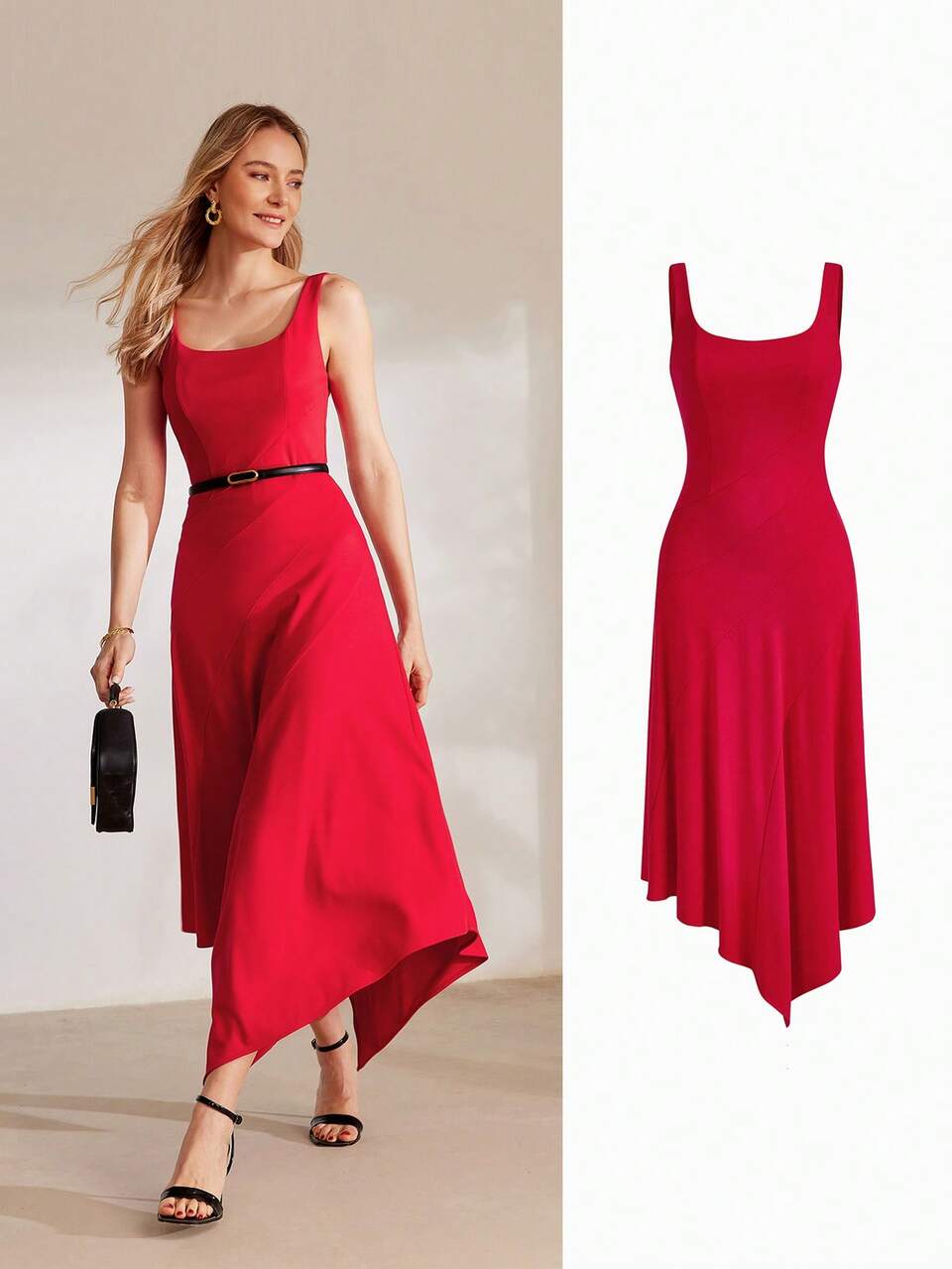 ASYMMETRICAL HEM FLOWY TANK DRESS