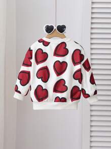 SHEIN Cute Cartoon Pattern Crew Neck Long Sleeve Sweatshirt For Baby Girls, Autumn/Winter - Multicolor - View 2