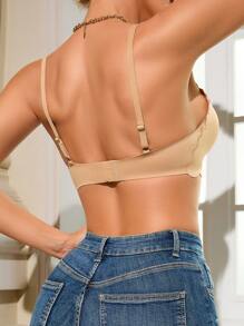 1pc Women's Seamless, Comfortable & Simple Design Bra - Khaki - View 5