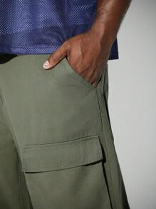 Manfinity Hypemode Quần ống rộng denim màu xanh quân đội rộng rãi cho nam cỡ lớn - xanh quân đội - Xem 7