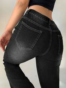 女款 Y2K 街头风低腰休闲牛仔喇叭裤，开学季，秋季