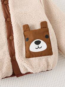 Cozy Pixies Omkeerbare Cartoon Bear Ear Hoodie Dikke Thermische Gevoerde Buitenkleding Voor Babyjongen
