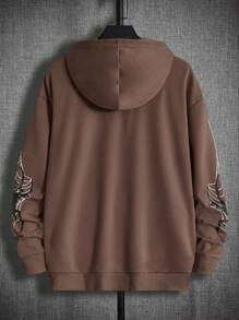 Manfinity RebelGame Áo Hoodie Nam In Hình Mạng Nhện Có Khóa Kéo Không Có Áo Thun - Cà phê nâu - Xem 2