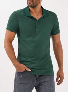 RueChic Men Solid Polo Shirt - Dark Green - View 1
