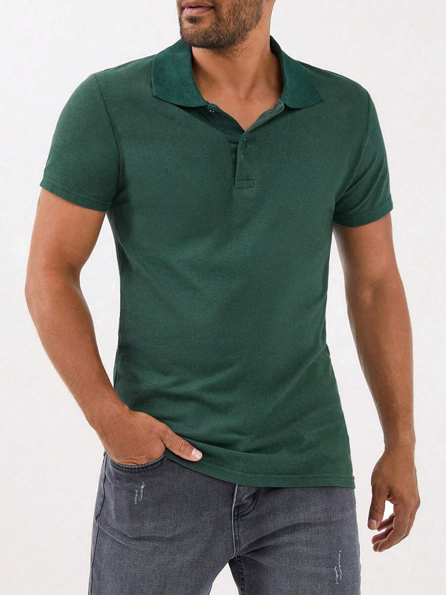 RueChic Men Solid Polo Shirt - Dark Green - View 1