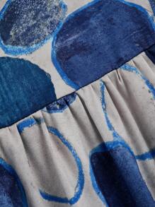 SHEIN LUNE Women's Summer Round Neck Loose Geometric Print Smock Dress - Multicolor - View 5