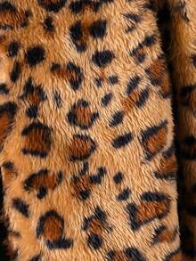 Chaqueta con estampado de leopardo esponjosa y de moda para niña, con diseño de patrón clásico de leopardo para mostrar un estilo de tendencia, cierre de cremallera completo para bloquear eficazmente el viento frío y mantener el calor en otoño e invierno, adecuada para uso diario informal, actividades al aire libre y viajes al aire libre - Gris - Ver 6
