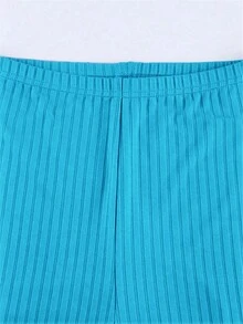 Quần ống loe cạp cao kẻ sọc cho nữ - Màu xanh lam - Xem 7