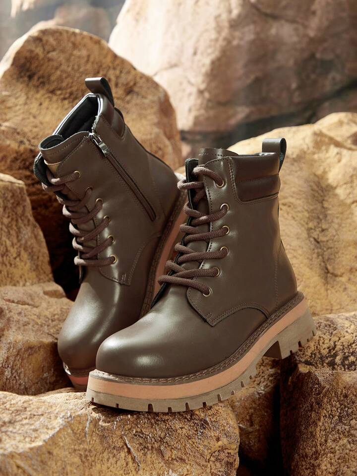 CUCCOO OUTDOORSY Women Ladies Shoes Fashion Thick Bottom Sweet Cool Round Toe Women Boots Ankle Boots