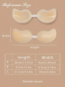 New Deep V-Neck Silicone Mango Shaped Invisible Breast Lift Nipple Covers Set - Champagne - View 7