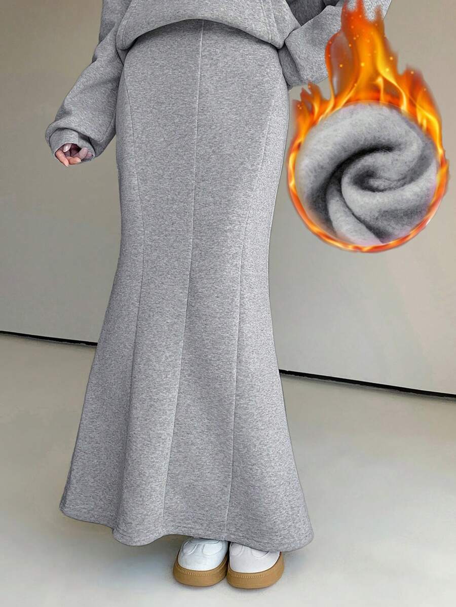 EastFlair Jupe thermique décontractée à queue de poisson pour femmes en hiver - Gris - Voir 1