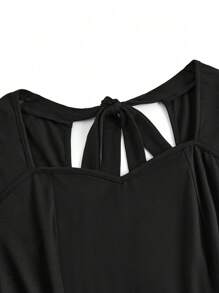 SHEIN LUNE Halloween Plus Size Women's Summer Castle Print Tie Back 3/4 Sleeve Maxi Elegant Dress